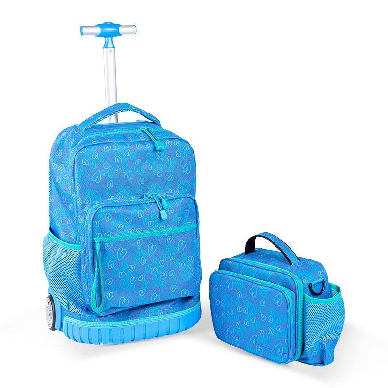Rucsac pentru bagaje unisex-escrișoase cu protecție asupra coloanei vertebrale pentru adolescenți, rucsac rulant ușor cu cutie de prânz